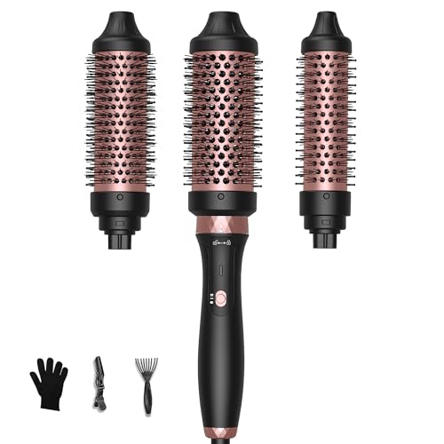 3 in 1 Thermal Brush, 3 Temp Up to 410°C Curling Curling Iron, 1.25/1.5/1.75