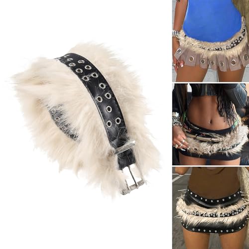 Stylish Punk Belt with Metal Eyelets Unique Styles Waistband Versatiles Wear for Music Festivals and Parties2