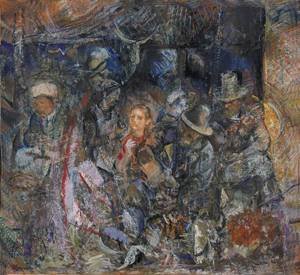 Peinture à l'huile Corn Husking 1960 de Janos Pirk - Toile de maître haut de gamme 30x40
