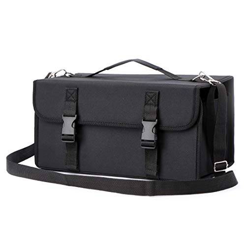 Image of YOUNGCOL 120 Slots Marker Case Marker Holder for Primascolor Markers and Copic Sketch Markers Lipstick Organizer (Black)