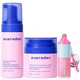 Evereden Happy Kids Skin & Lips Routine - Multi-Vitamin Face Wash & Face Cream Peach & Tinted Lip Oil Sakura Pink Set - Clean & Vegan Skin Care for Kids 3+ - Moisturizing, Nourishing, & Protective