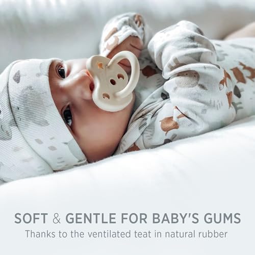 Image of HEVEA Natural Rubber Pacifier Round Newborn 0+ Months - Hygienic One Piece Design for Newborns to Toddlers, BPA-Free, Soft & Durable - 2-Pack (Natural)