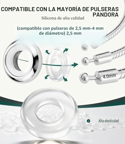 Abalorios clip charms con silicona de goma resistente tope para pulseras 3