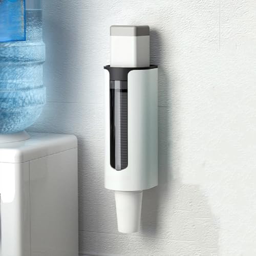 Image of Srxes Self Adhesive Paper Cup Dispenser Holder, Wall Mounted Plastic Drinking Water Cup Dispenser, Glass Dispenser Holder, Disposable Cup Holder Organizer (Standard, White)