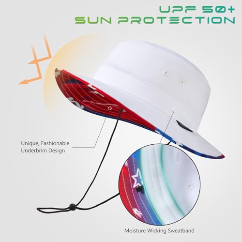 Image of UPF 50+ Foldable Sun Hat Patterned Under Brim Bucket Hats for Summer Hiking Fishing Beach Safari Men Women