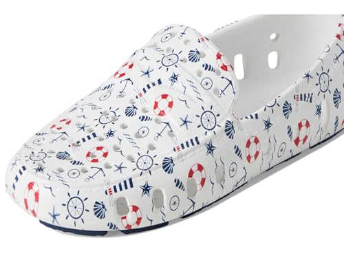 Image of Floafers, Prodigy Driver Print (Big Kid), White Nautical /Navy, 4, Medium