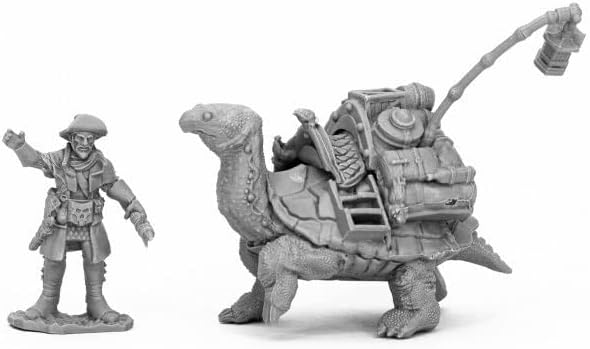 Mini - Reaper Bones Black 44053 Dreadmere Merchant Giant Tortoise & Drayman (2ct)