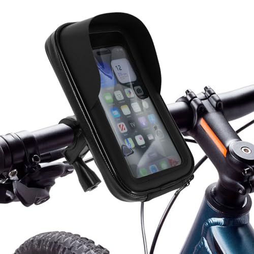 Bike Phone Holder Bag Waterproof Bike Handlebar Bag 360° Rotatable Bicycle Pouch Touch Screen Mobile Phone Holder Case Bike Phone Mount Holder Accessories for Phones Under 6.5inch