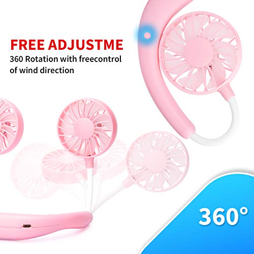 Portable Neck Fan Hand Free Personal Mini Fans USB Neck Hang Fan, 360 Degree Free Rotation Personal Cooling Fan Handheld Portable Fans,Wearable Neck Fan Suitable for Traveling,Sports, Office(Pink) Portable Neck Fan Hand Free Personal Mini Fans USB Neck Hang Fan, 360 Degree Free Rotation Personal Cooling Fan Handheld Portable Fans,Wearable Neck Fan Suitable for Traveling,Sports, Office(Pink)
