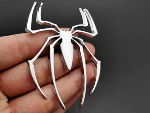 Image of JVCV 3D Metal Spider Sticker Chrome Logo Decal Emblem Badge for All Cars Bikes Laptops Headphones (Spider, Silver)