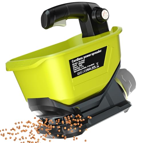 Byutrcfuy Electric Grass Seed Spreader for Ryobi ONE+ 18V Battery Handheld Fertilizer Spreader for Lawn Portable Granule Spreader for Seed Feed Weed and Salt (Tool Only)