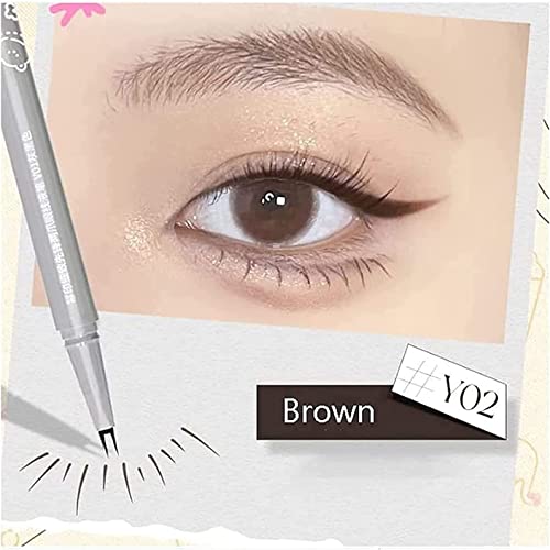 Double Tip Lower Eyeliner Pencil, Super Slim Liquid Eyeliner Pen Waterproof Long Lasting Eyeliner Eye Makeup Tool for Women and Ladies (Brown+Black) - Image 4