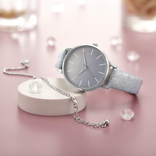 Image of Sonata Poze Quartz Silver Dial Pink Leather Strap Analog Watch for Women-SP80091SL01WF