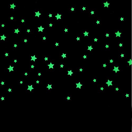 100 Pcs Etoiles phosphorescentes Stickers Muraux fluorescents Glow musque nuit lumineux phosphorescentes Déco Pépinière Chambre de bébé enfant