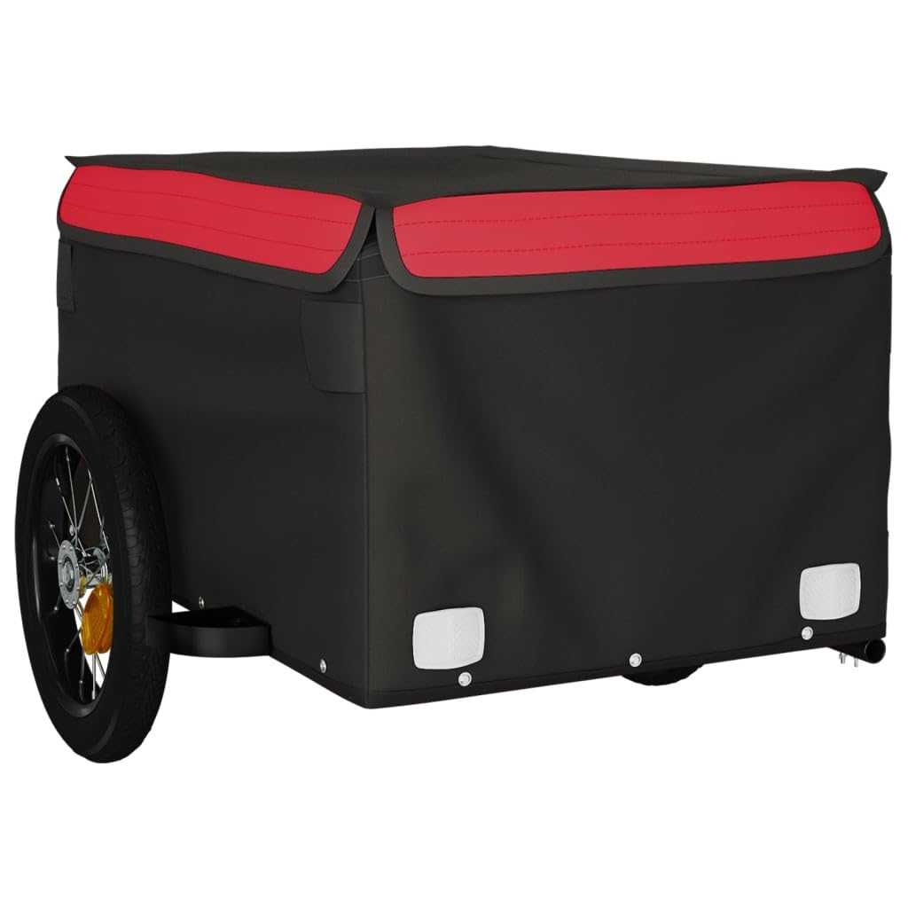 Remolque de bicicleta de hierro negro y azul con tela Oxford, x x, capacidad de carga, barra de remolque, acoplamiento, bandera de seguridad, para equipaje, compras, excursiones y acampadas