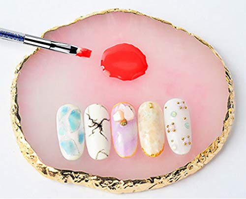 8 Pieces Designs Brushes For Nail Art Resin Palette Gel Design Nail Art Dotting Tools Nail Gel Painting Brush Mixing Palette Nail Art Equipment #TOP1