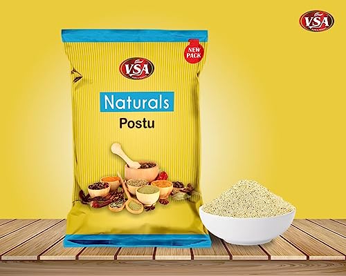 Image of VSA NATURALS POSTU Poppy Seeds Khus Khus Indian Posto Dana Khas Khas | Premium Creamy White Seeds | Pure Natural Non GMO No Preservatives | Ideal for Curries Stews Laddoos Baking Desserts (250g)