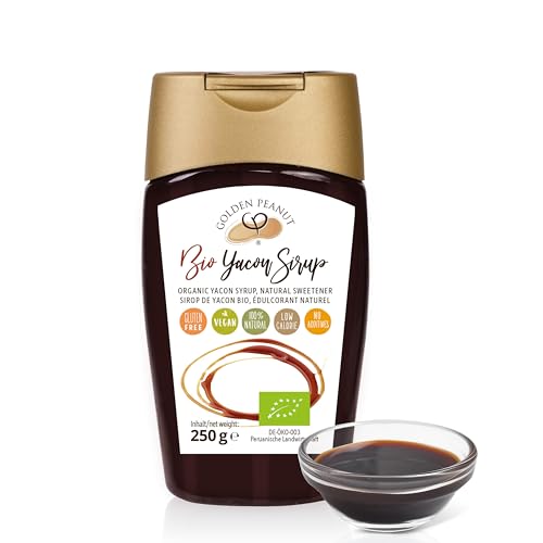 Golden Peanut - GOLDEN PEANUT Sirop de racine de Yacon BIO 450g Sucre Naturelle Alternative Sucre 100% Végétale Convient aux diabétiques (2x250g)
