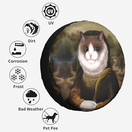 Image of Funny Cat Spare Tire Cover Wheel Protector Weatherproof Wheel Cover Universal Decorative Accessories for Camper RV SUV Travel Trailer 17 inch
