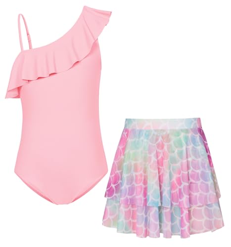 Image of GRACE KARIN Girls One Piece Swimsuits with Mesh Skirt Bathing Suit Swimwear 6-14Y