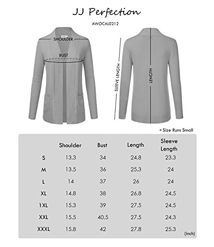 Jj Perfection Women's Open Front Knit Long Sleeve Pockets Sweater Cardigan Teal 3X Plus Size #TOP5