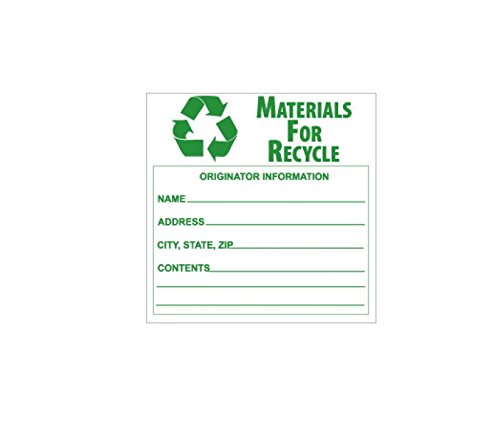 NMC National Marker Corp. HW34SL25 Self-Laminating Labels, Materials for Recycle, 6 Inch X 6 Inch, PS Vinyl, 25/Pk
