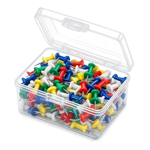 Image of Steel Push Pins Pack of 50 | Multicolour Head Thumb Tacks with Sharp Steel Pins for Notice Board, Bulletin Board, Cork Board, Office, School, Classroom, Home & Craft Display