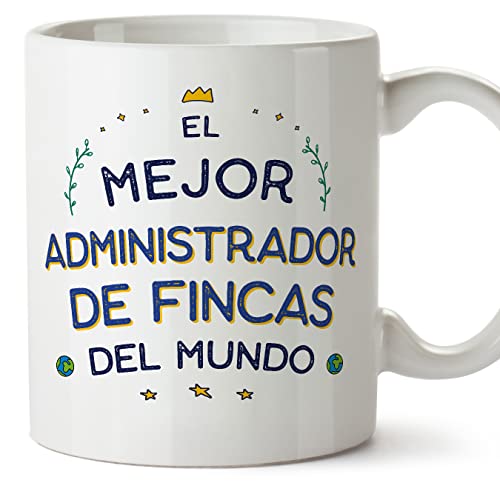 MUGFFINS Tazas para ADMINISTRADOR DE FINCAS hombre - En Español - Mejor del Mundo - 11 oz / 330 ml - Regalo original y divertido