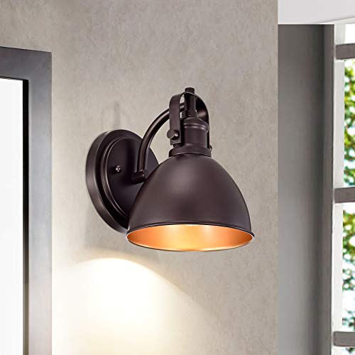 Image of Oil Rubbed Bronze Gooseneck Wall Sconce, 7.5 inch Rustic Farmhouse Vanity Light, Barn Light Fixture for Bathroom, Bedroom, Garage, Porch, and Entryway