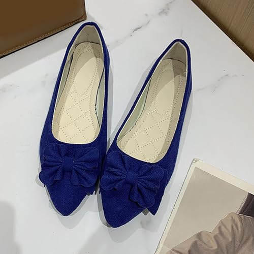 Girls School Pointed Toe Flats Slip On Comfortable Walking Bow Dolly Shoes2