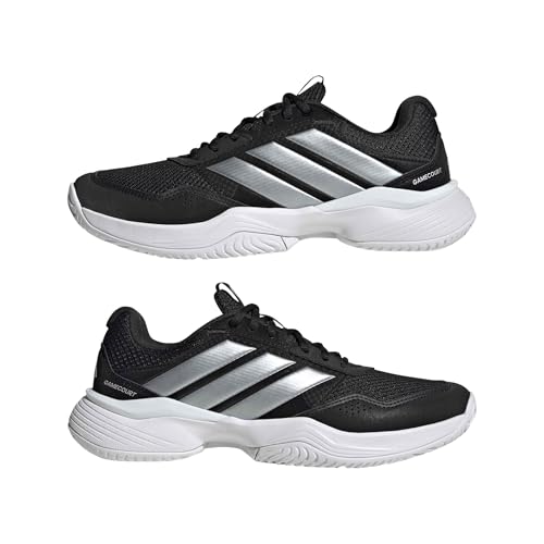 adidas Femme Gamecourt 3 Tennis Shoes, Core Black/Silver met./FTWR White, 40 2/3 EU