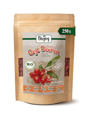 Biojoy Baies de Goji BIO supérieures (250 g), séchées et entières, sans sucre ajouté