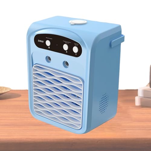 Quorvex Unidad De AC Portátil - Acondicionador De Aire Para Dormitorio Con Luz Y Velocidades | Enfriador Evaporativo Con Depósito De Agua 1L Humidificador Para Casa Cocina Coche Apartamento Tiendas