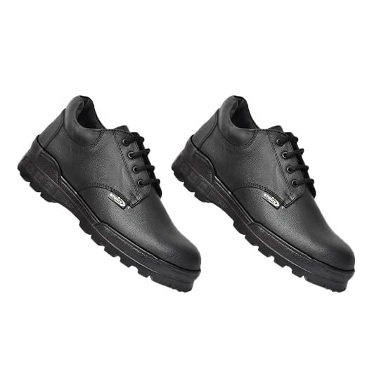 STONIX® Derby Men's Steel Toe Safety Shoes (Pack of 2) | TPR Sole Oil Resistant | Electrical Hazard & Industrial Construction Work, (Combo, Black,Size 06)-image-43