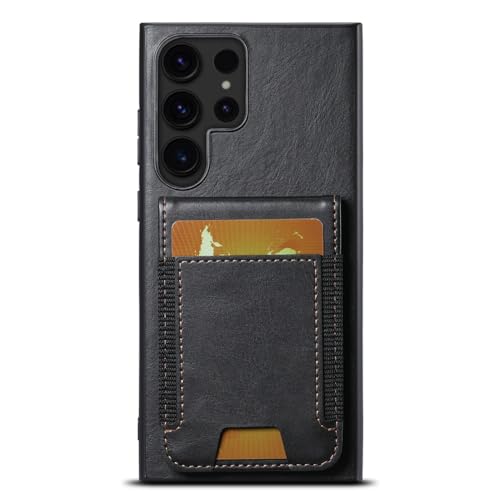 Étui en cuir de luxe ENILSA pour Galaxy S24 Plus, protection premium noire