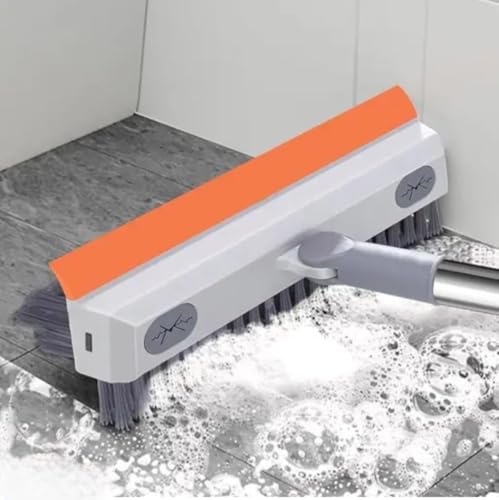 Image of Bathroom Cleaning Brush with Wiper 3 in 1Tiles Cleaning Brush Floor Scrub Bathroom Brush with Long Handle 120 Rotate (Heavy Quality)