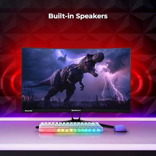 Image of ZEBRONICS N27B 27 inch(68.5 cm) 1500R Curved Gaming Monitor, FHD 1920x1080, Antiglare Display, 300Nits, 180Hz, 1ms MPRT, HDR10, 99% sRGB, Adaptive Sync, 1 x DP | 1 x HDMI | 1 x 3.5mm