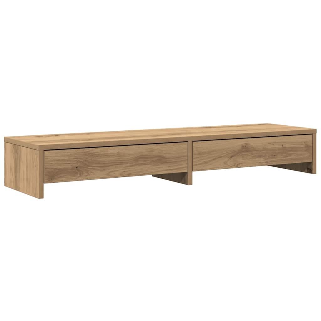 Vidaxl (Oak) Monitor Stand With Drawers Monitor Riser Display Stand Engineered Wood