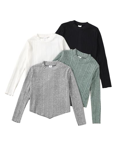Image of Girls Long Sleeve T Shirts Pack Tween Kids Fall Winter Outfits Teen Clothes Girl Tee Tops