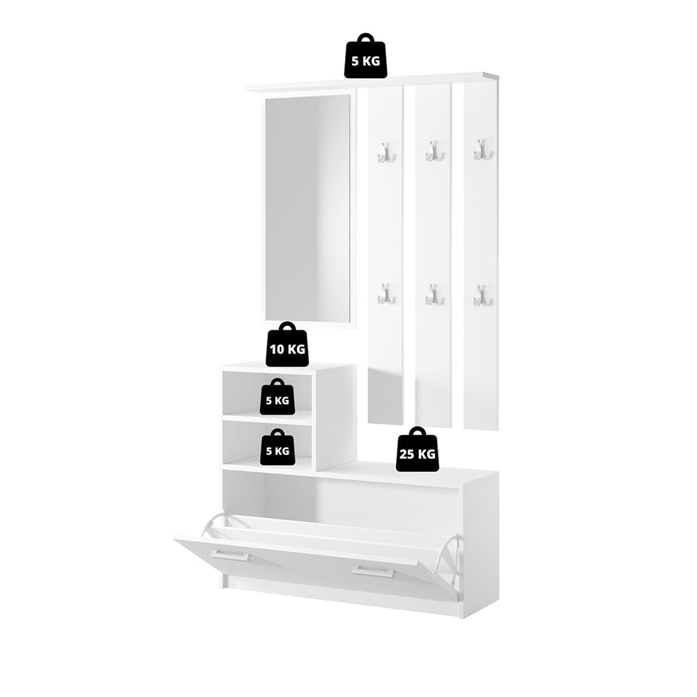 Meuble d'entrée/Vestiaire YESFIR - 85 cm - Vert Bouteille - Meuble à Chaussures - portemanteau - Miroir