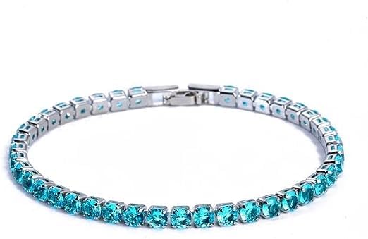 Charismatic Classic 14K Gold Plated Cut Cubic Zirconia Copper Bracelet for Women (Sky Blue) (B0CFH4B223) Amazon Price History, Amazon Price Tracker