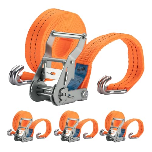 XPOtool Cinchas de Amarre con trinquete 3000 Dan Set de 4 Piezas Correas de 6 m con Anchura de 35 mm