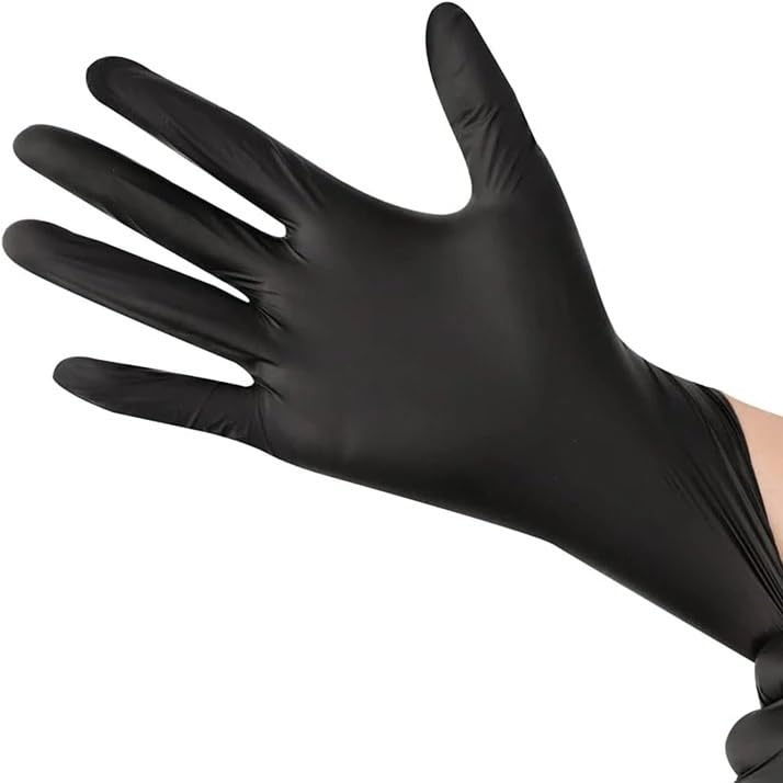 Guanti monouso in nitrile neri da 20/50/100 pezzi, di sicurezza livello industriale, for meccanici, automobili, pulizia tatuaggi, senza lattice(Black 100PCS,M)