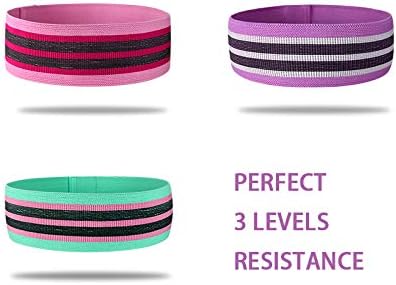 Resistance Loop Bands for Women Legs and Butt Fabric Workout Bands for Fitness, Yoga & Squat Stretching Strength Training Flexbands Non Slip Fabric 3 Pack