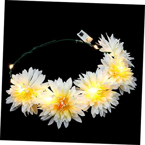 NOLITOY ルミナス リース ヘッドバンド 光るガーランドの頭飾り プロム 女性用バンダナ 絶賛 ヒッピーカチューシャ 帽子 女性用シュシュ ヘアバンド ヘッドバンドの女性 Beige 布