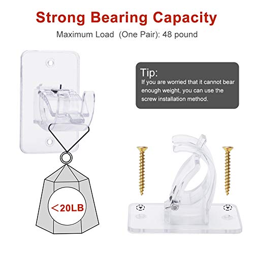 8 Pcs Transparent Curtain Rod Holder W/ Mount Screws, Self Adhesive Curtain Rod Fixed Bracket Plastic Crossbar Wall Hooks Fits Support 1.5-3.9 Cm Curtain Poles Or Bathroom Towel Rod #TOP3