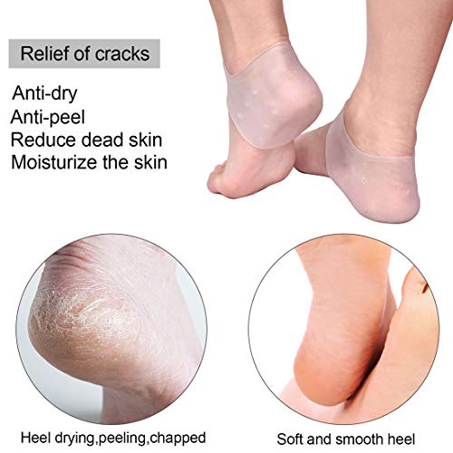 Image of Gel Heel Protectors for Men Women, Heel Pads Cushion, Plantar Fasciitis Inserts, Gel Guard Moisturizing Relief for Blister, Cracked Foot, Spurs Soft Cushion Support Protective Insert Sleeve(2Pairs)