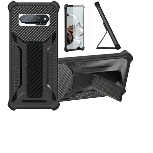 Aroepurt Funda para Xiaomi Black Shark 4s Funda Carcasa Case Cover [con Protector de Pantalla de Cristal Templado] Híbrida [Soporte Plegable Magnético] [Esmerilado antihuellas] Negro