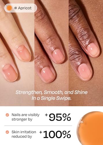 Image of ohora Natural Glow Water Syrup Nail Strengthener (Apricot) - Tinted Nail Hardener for Brittle, Damaged Nails, Quick-Dry Glossy Finish, Nail Repair & Growth, 15 mL