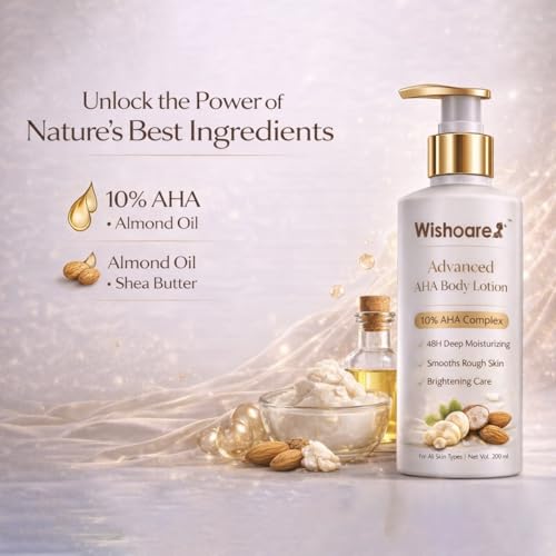 Image of Advanced AHA Body Lotion, 10% AHA with Almond Oil and Shea Butter, 48H Deep Moisturizing, Smooths Rough Skin, Brightening Care, 200ml